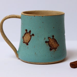 Personalized Pottery Turtle Mug, Ceramic Coffee Mug image 3