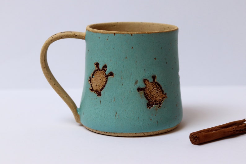 Personalized Pottery Turtle Mug, Ceramic Coffee Mug image 3