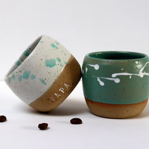 Handmade Personalized Stoneware Espresso Set of 2 Cups image 6