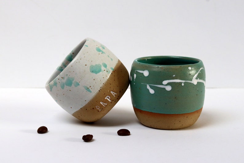 Handmade Personalized Stoneware Espresso Set of 2 Cups image 6