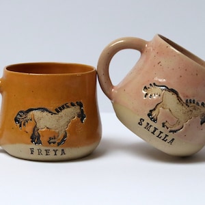 Horse Pottery Coffee Mug, Custom Horse Gifts for Horse Lover, Hobby Horse, Pottery Handmade image 1