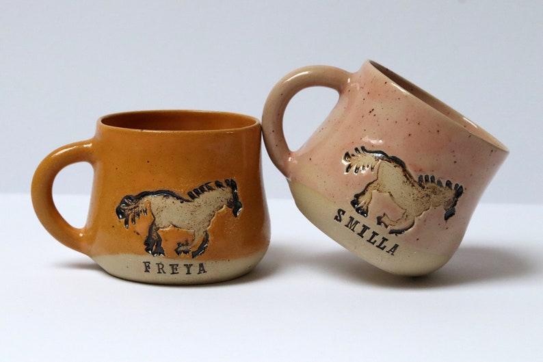 Horse Pottery Coffee Mug, Custom Horse Gifts for Horse Lover, Hobby Horse, Pottery Handmade image 1