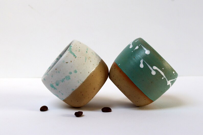 Handmade Personalized Stoneware Espresso Set of 2 Cups image 9