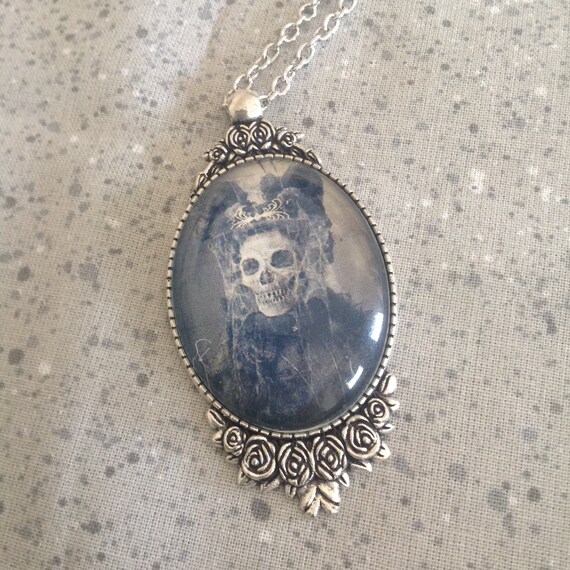 Free Ship Gothic Halloween Necklace Victorian Lady Skeleton
