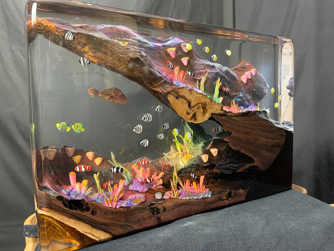Reef Tank Diorama in Epoxy Resin 20x30x5cm Etsy