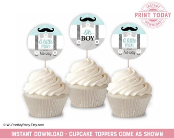 Baby Shower Cupcake Toppers Girls Pink Mint Green Flower Etsy
