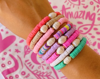 Bracciali di perle / Bracciali con perline / Bracciale in stile boho / Bracciali elasticizzati / Perline di silicio