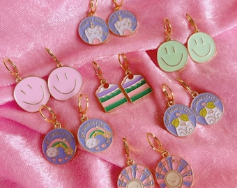 Pendientes de pastel de cumpleaños, dije de gancho de acero inoxidable