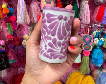 Talavera Tequila Shot Glass - Handmade Mexican Floral Ceramic