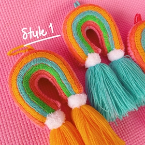 Pompom Charms / Keychain/ Rainbow Christmas tree ornament / ornament / Pom Pom / Tassel / tassel keychain / bag charm