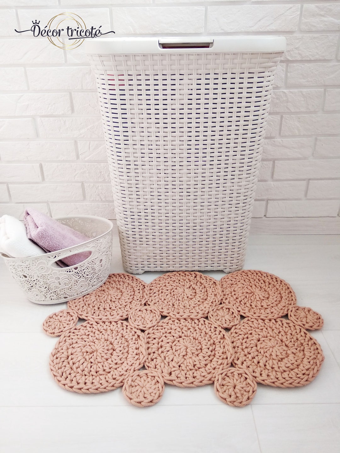 Crochet Bath Mat Thick Bathroom Rug Zero Waste Life Recycled 