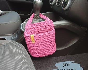 Individuell angefertigter Auto-Organizer - Hängekorb für Handy, Brille, Müll & Kleinigkeiten - Handgefertigtes Boho Car Accessoire Nettes nützliches Geschenk für Frauen