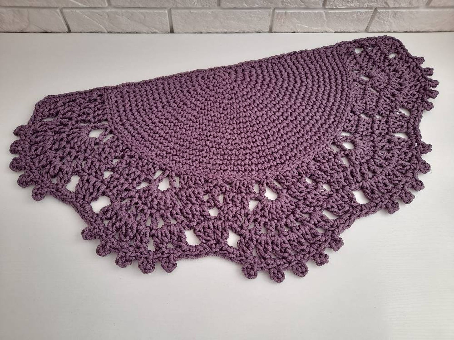 Half Circle Rug Flower Rug Small Semicircle Crochet Rug Rund Etsy