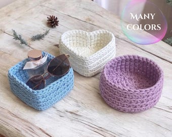 Petit panier de rangement (1 pièce) Corbeille à fruits Porte-bibliothèques Corbeille en tissu Organiseur de bijoux Porte-clés en coton Cadeau pour maman Premier cadeau à la maison Cadeau pour hôtesse