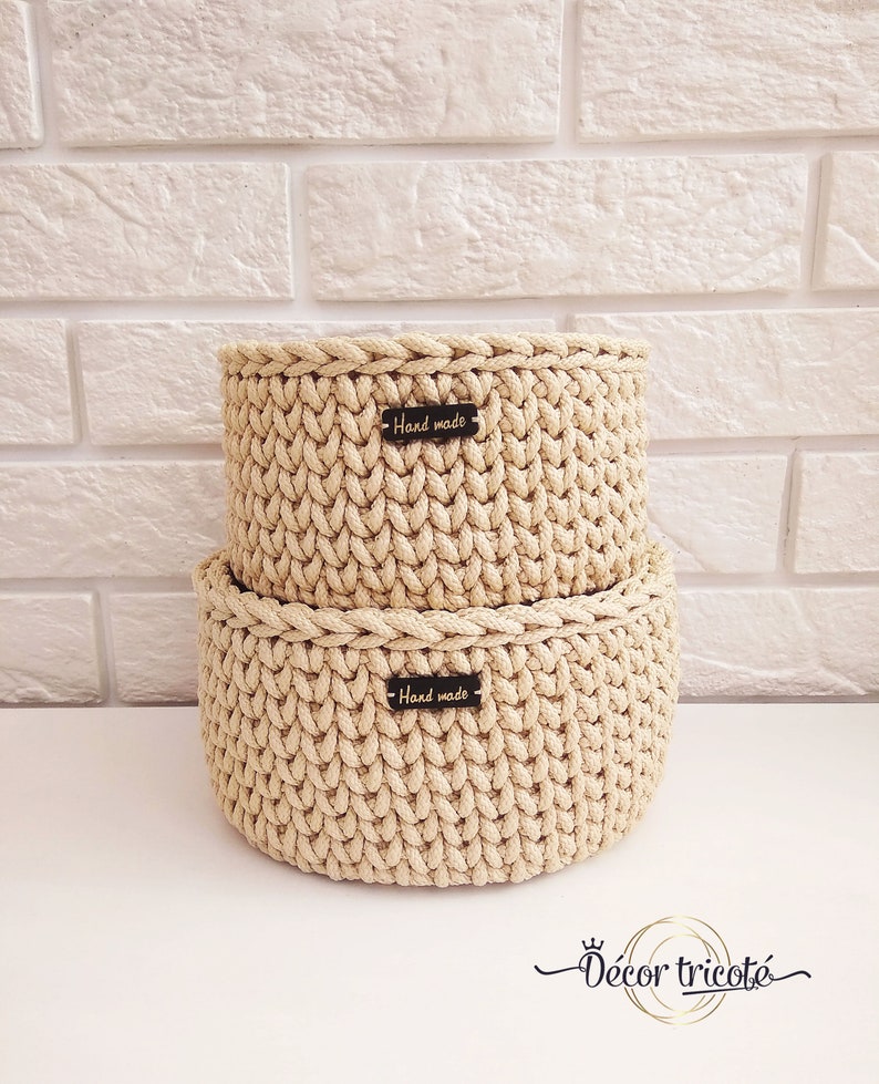Conjunto de cestas de almacenamiento de Сrochet Cuerda tejida | Etsy