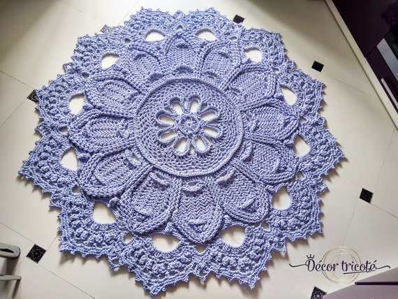 Riesen Gestrickte Teppich Hakeln Runden Teppich Seil Stricken Etsy