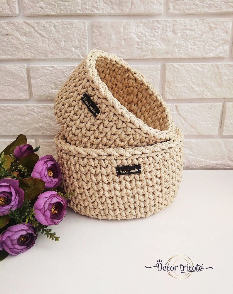 Conjunto de cestas de almacenamiento de Сrochet Cuerda tejida | Etsy