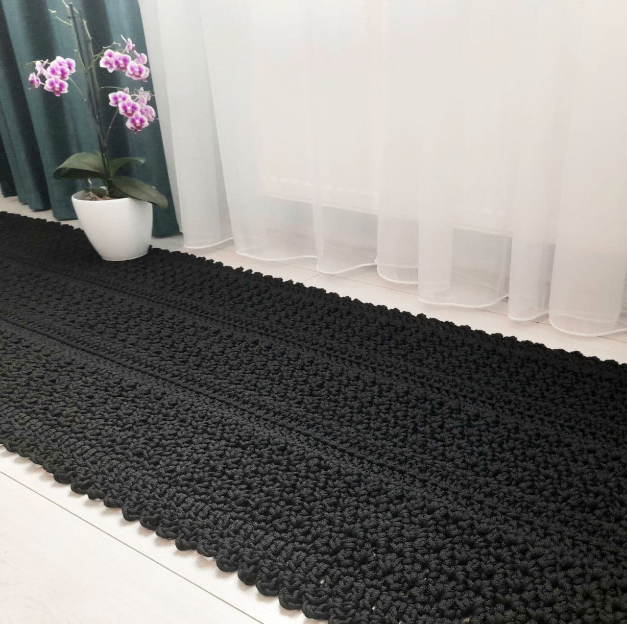 Crochet rug runner Bath mat Bedside Area rugs Rope rectangular Etsy