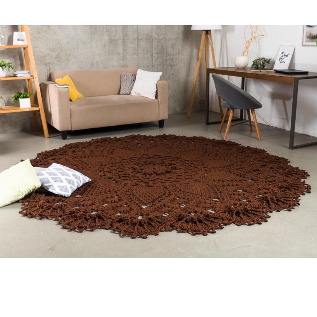 Giant Crochet Round Rug Housewarming Gift, Living Room Rug, Washable ...
