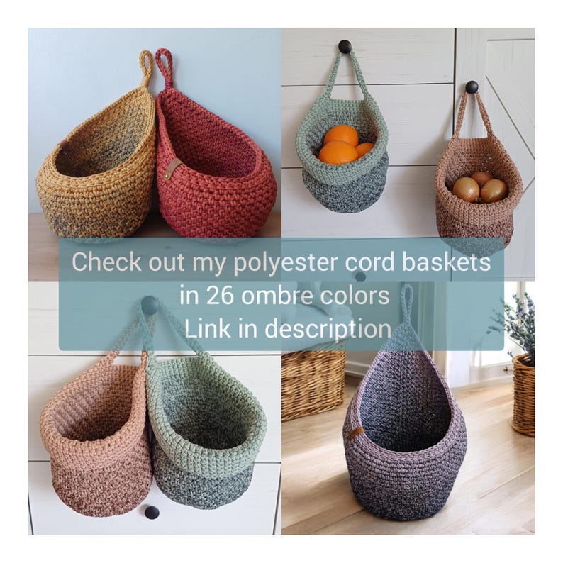 Wand hängender Korb, Baumwollseil-Korb für Kinderzimmer, Obst-Gemüse-Küchen-Halter, Badezimmer-Organizer, Auto-Lagerung-kundenspezifisches Gastgeschenk Bild 8