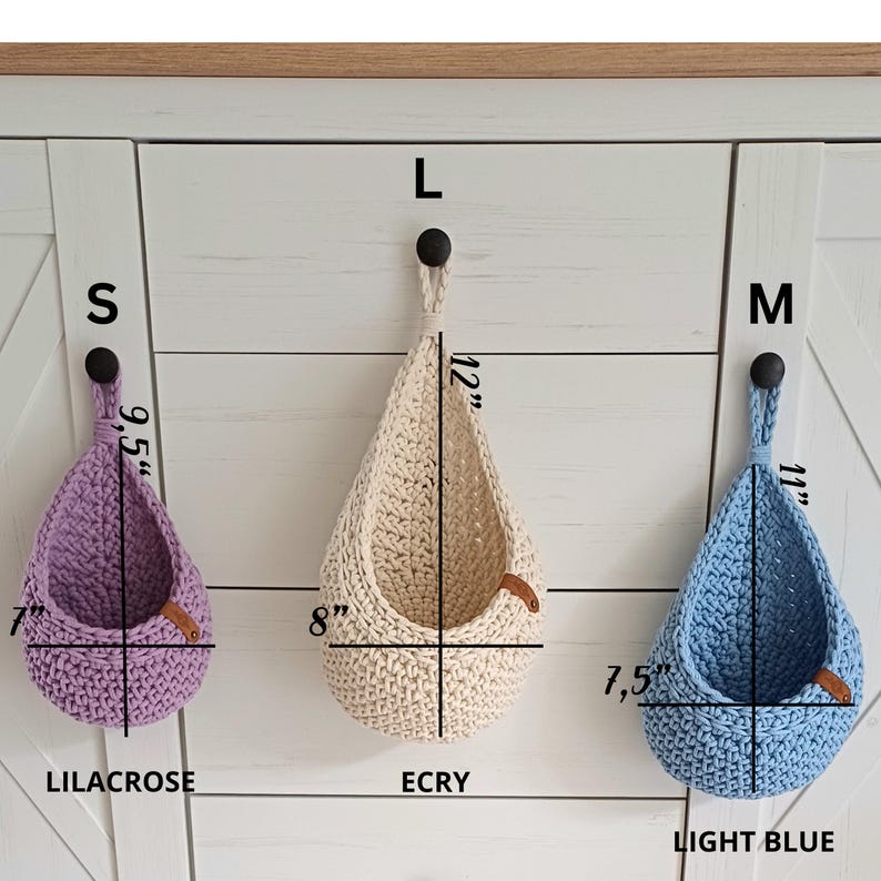 Wand hängender Korb, Baumwollseil-Korb für Kinderzimmer, Obst-Gemüse-Küchen-Halter, Badezimmer-Organizer, Auto-Lagerung-kundenspezifisches Gastgeschenk Bild 2
