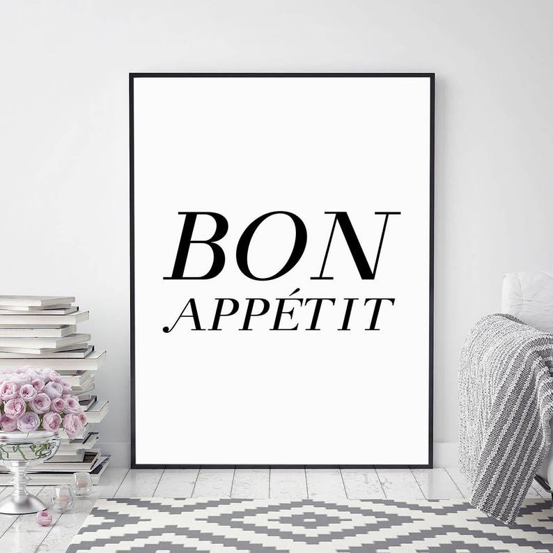 Bon Appetit Bon Appetit Wall Art Kitchen Digital Print Etsy