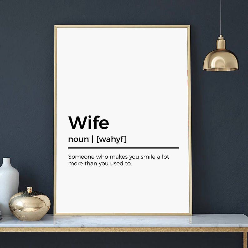 Wife Definition Print Gift for Wife Bedroom Decor Etsy