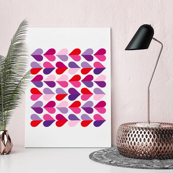 Hearts Print Hearts Poster Printable Wall Art Wall Decor | Etsy