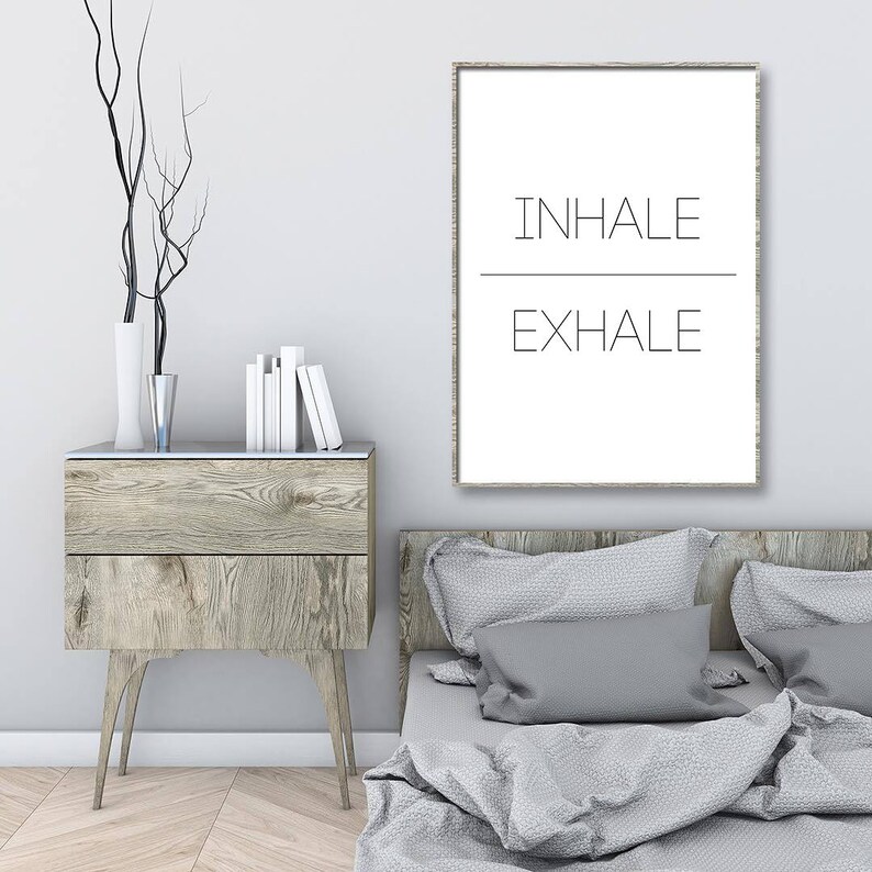 Inhale Exhale Print Breathe Wall Art Fitness Print Yoga Etsy