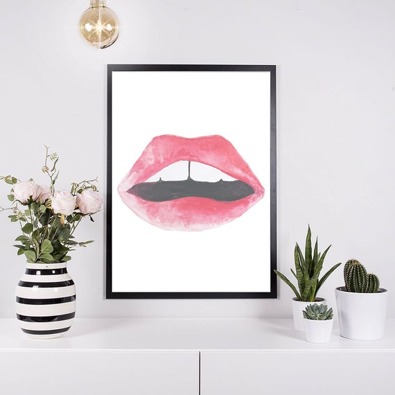Red Lips Print Modern Art Printable Wall Art Red Lips | Etsy