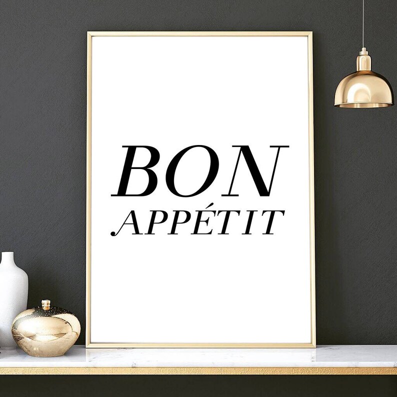 Bon Appetit Bon Appetit Wall Art Kitchen Digital Print - Etsy