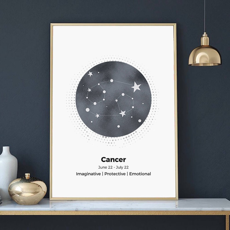 Cancer Zodiac Sign Print Horoscope Print Cancer Printable Art Cancer ...