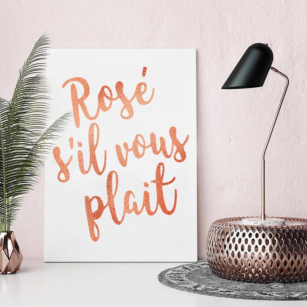 Rose Gold Digital Print Rose Gold Quote Rose S'il Vous Plait Printable ...