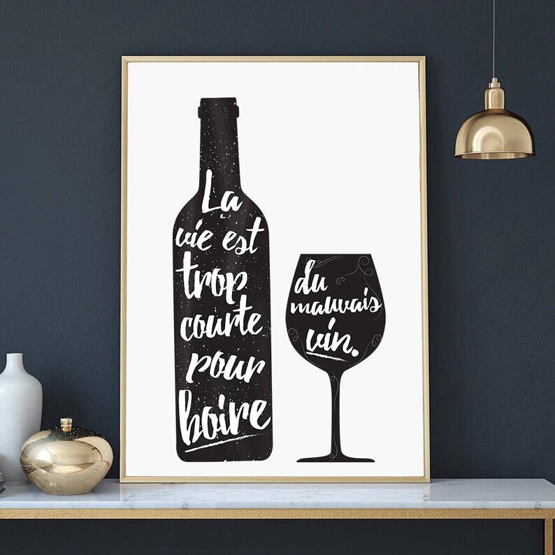 Citation de Français sur le vin Printable Art La vie est Etsy