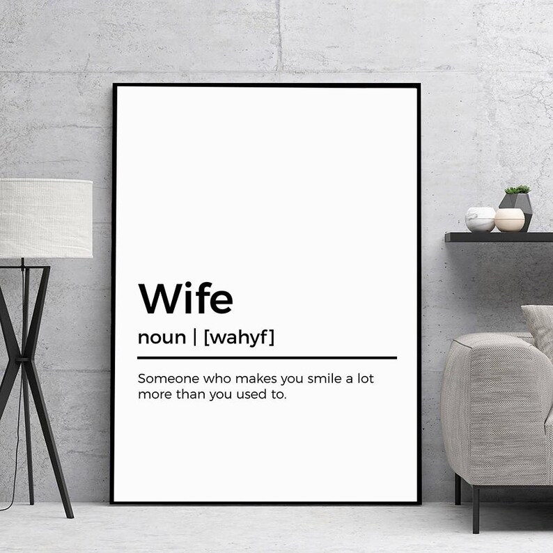 Wife Definition Print Gift for Wife Bedroom Decor Etsy