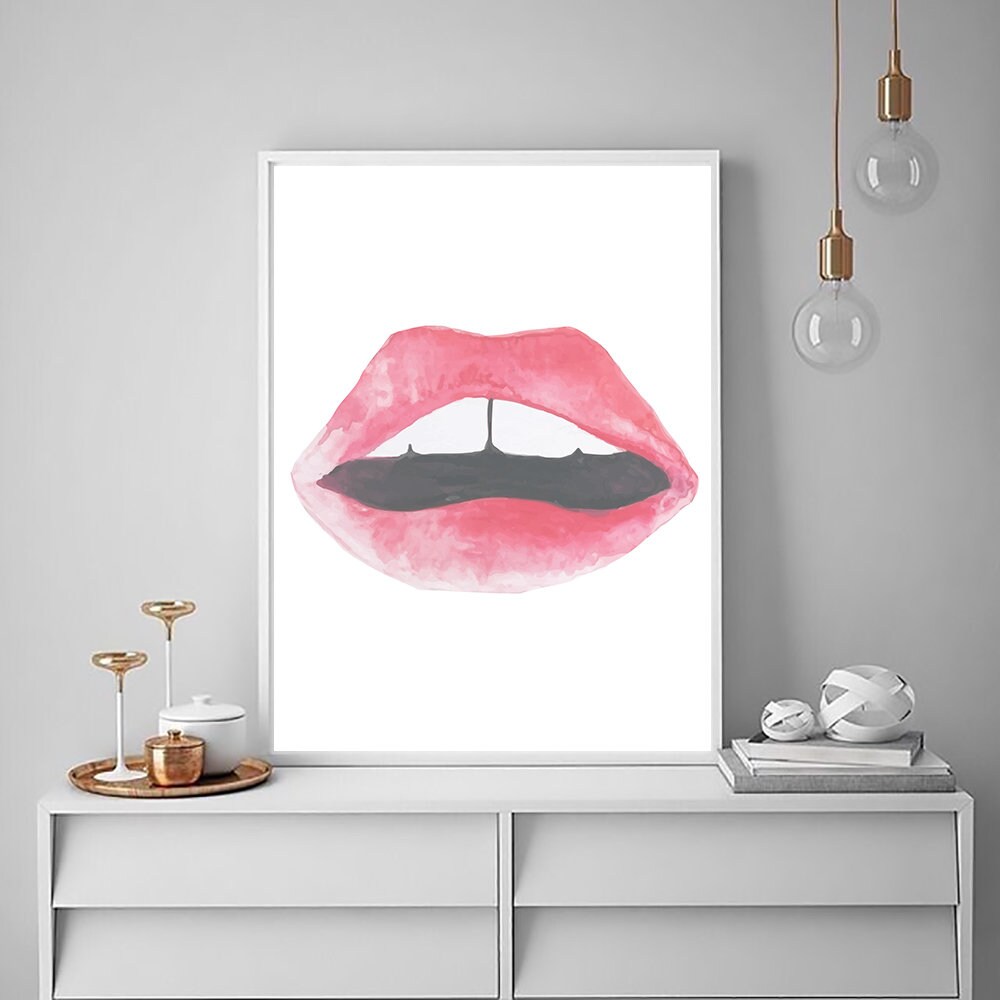 Red Lips Print Modern Art Printable Wall Art Red Lips - Etsy