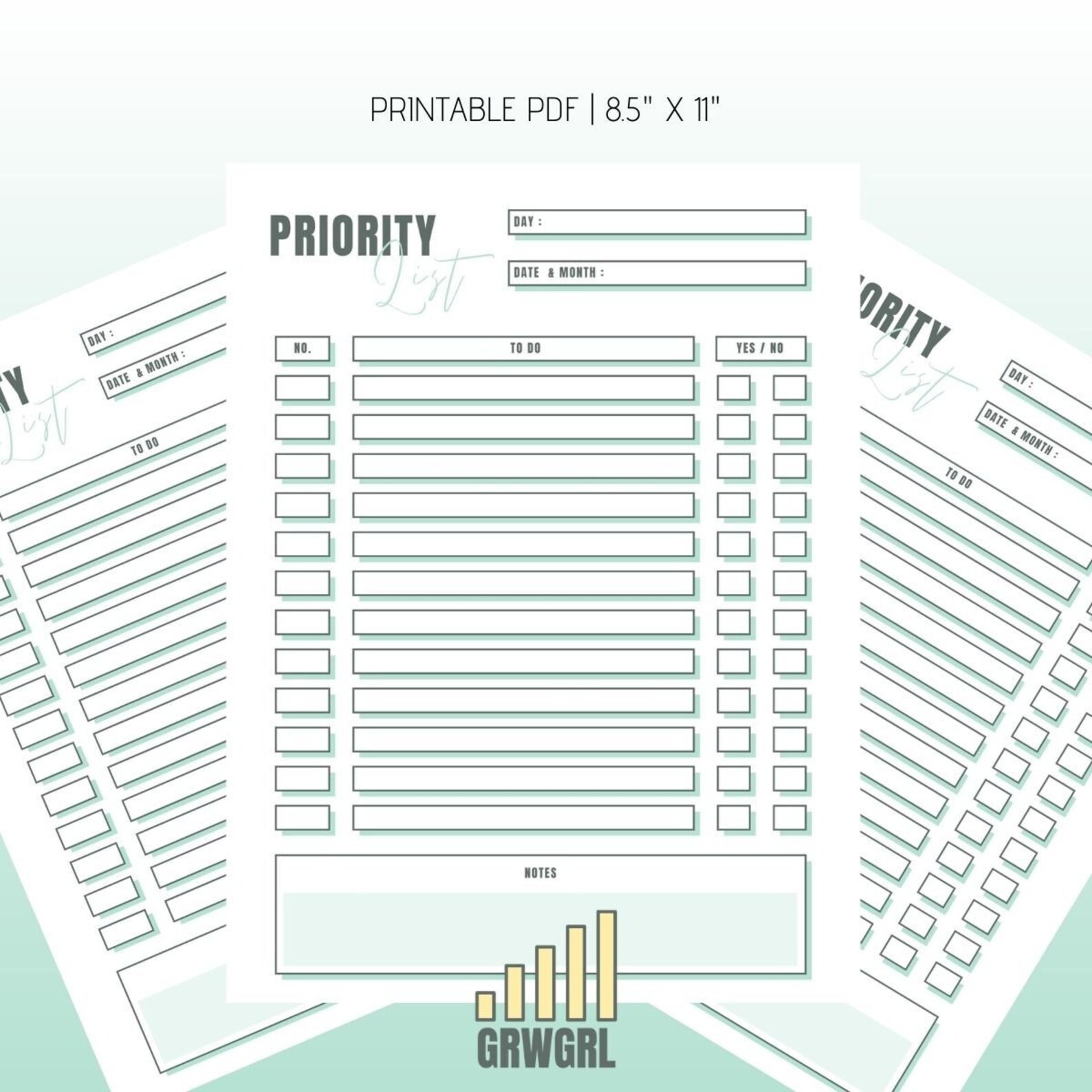 Priority Planner Priority List To Do List Printable Planner | Etsy