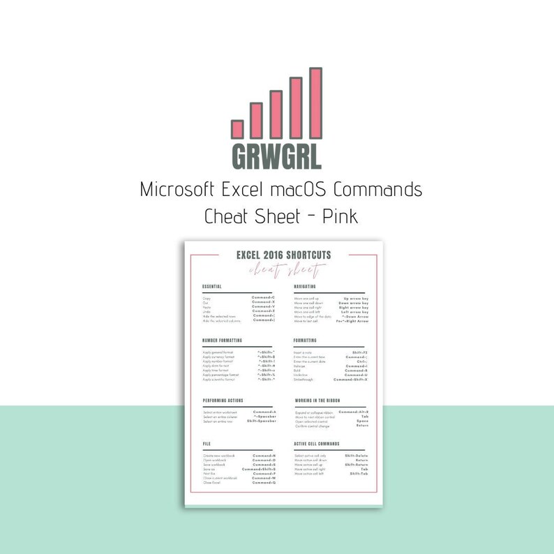 Microsoft Excel Macos Commands Apple Macbook Pro Printable Etsy