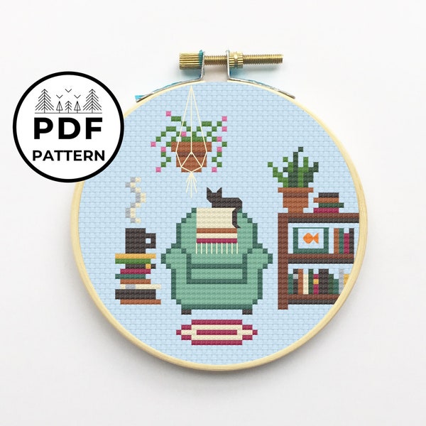 Reading Nook PDF Cross Stitch Pattern