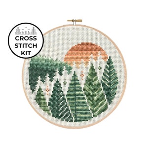 Boreal Forest Geometric Cross Stitch Kit
