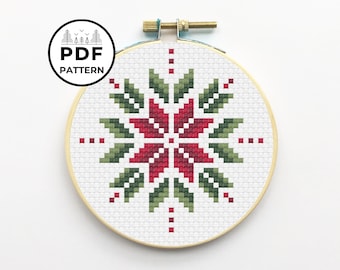 Christmas Pointsettia Cross Stitch PDF Pattern