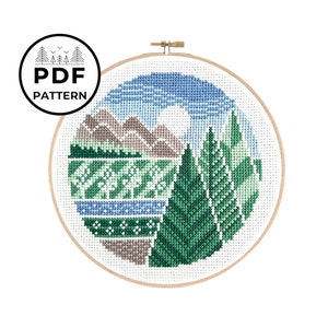 Lush Valley and Mountains PDF Cross Stitch Pattern