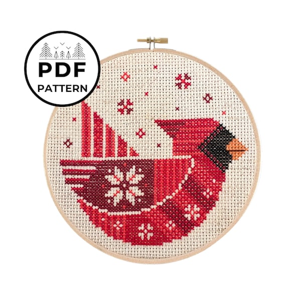 Holiday Cardinal PDF Cross Stitch Pattern