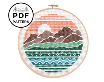 Sierra Mountain Range Cross Stitch PDF Digital Pattern