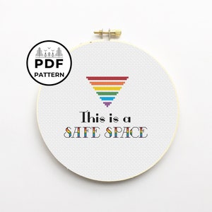 Pride Flag Safe Space Sign Cross Stitch Pattern