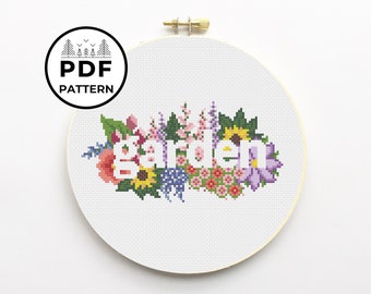 Garden Flowers PDF Cross Stitch Pattern