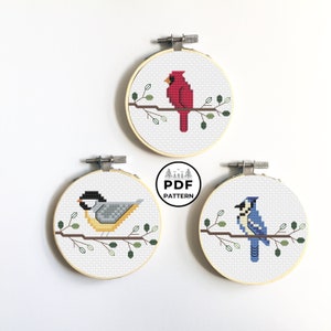 Cute Backyard Birds PDF Cross Stitch Pattern