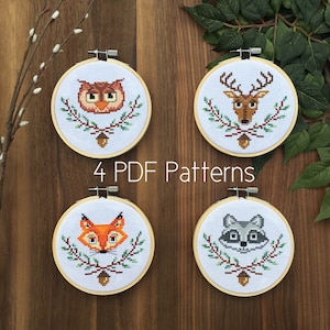 Animal Cross Stitch Pattern - 4 Forest Friends