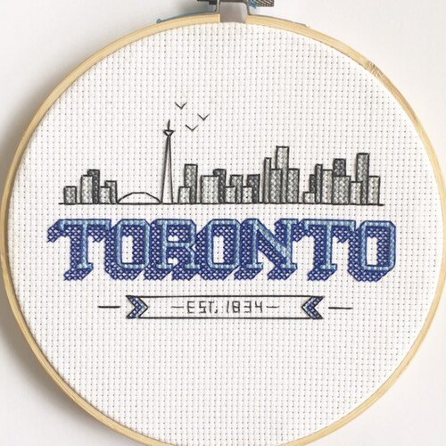 Hello Toronto Cross Stitch Pattern. Confetti City Skyline. Etsy