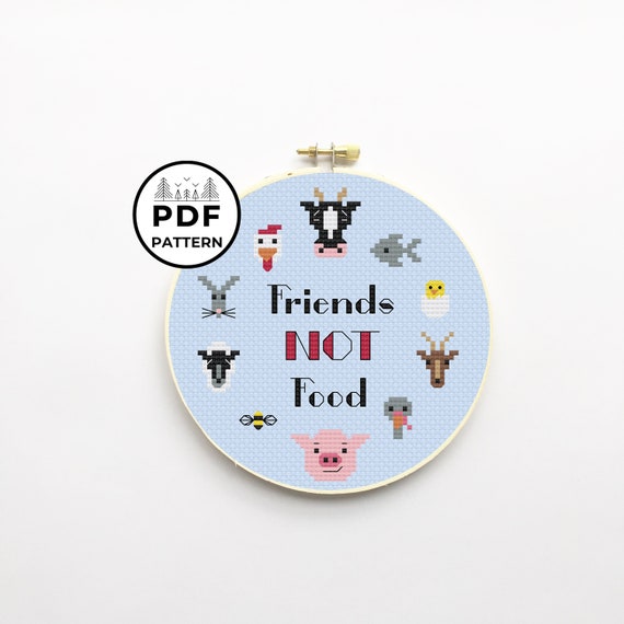 Barnyard Farm Animals Vegan Cross Stitch Pdf Pattern Etsy